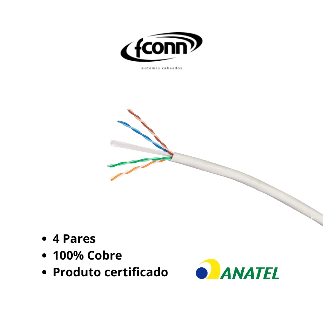 Cabo de Rede - Linha Premium - 4P U/UTP - 23AWG - CAT 6 HD-LSZH- Fconn - Vermelho