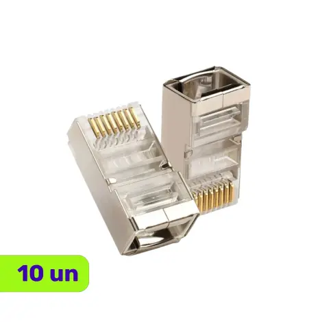 Conector - Cat. 6 FTP - RJ45 - EZ Crimp - AD Connect - Kit com 10 Unidades