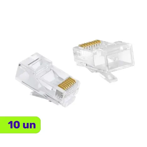Conector Cat. 6 UTP - RJ45 - EZ Crimp - AD Connect - Fconn - Kit com 10 Unidades