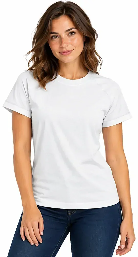 Camiseta feminina manga curta raglan
