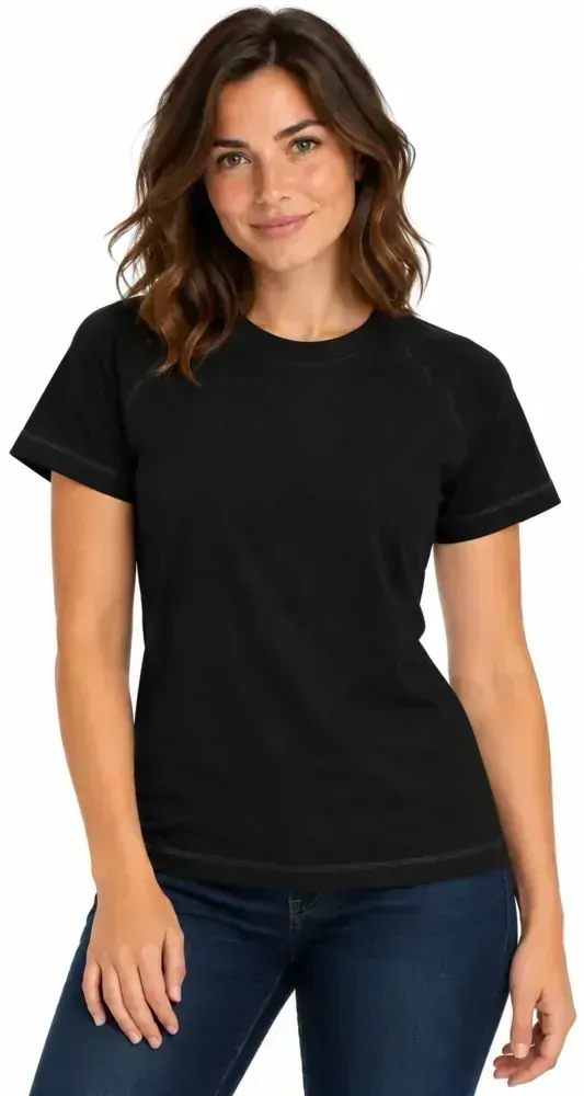 Camiseta feminina manga curta raglan