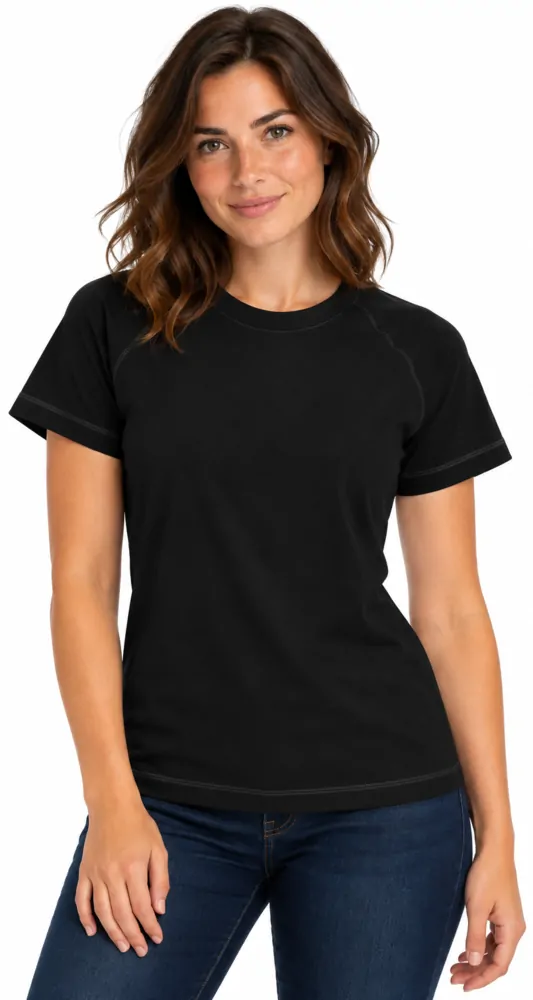Camiseta feminina manga curta raglan