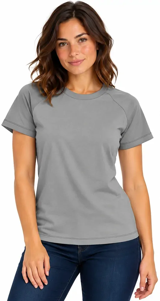 Camiseta feminina manga curta raglan
