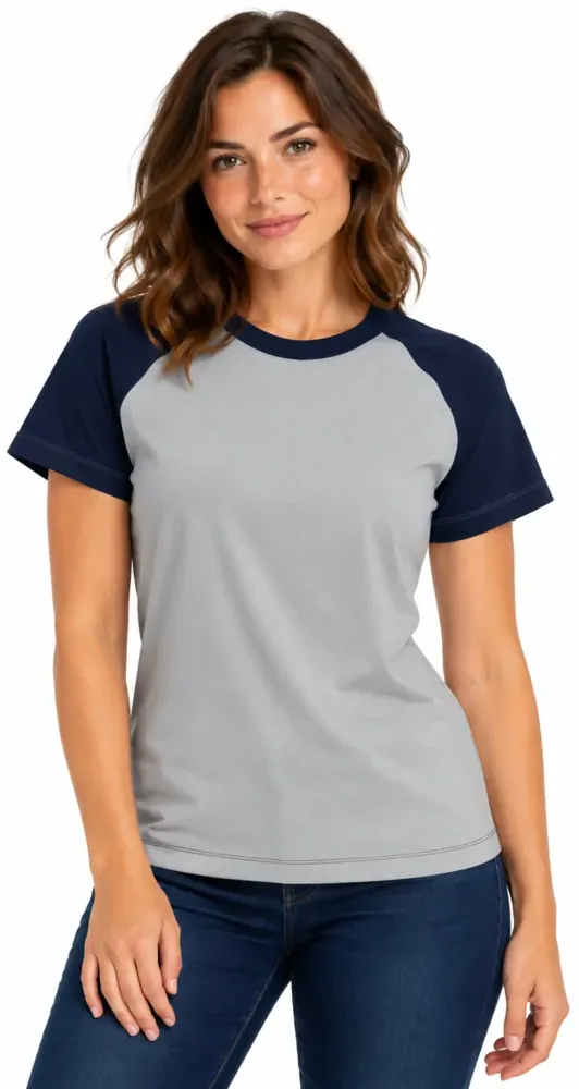 Camiseta feminina manga curta raglan