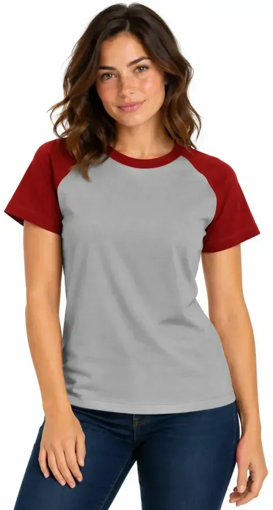 Camiseta feminina manga curta raglan