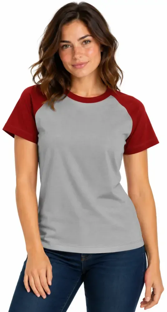 Camiseta feminina manga curta raglan