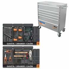 Carro com ferramentas 6 gavetas Inox series 70 peças TRAMONTINA-PRO