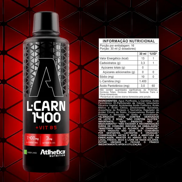 L CARNITINA 1400 + VIT B5 (480ml) - Atlhetica Nutrition