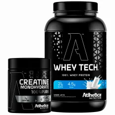 Kit Whey Tech Pote 900g + Creatina Monohydrate Pura Pote 100g - Atlhetica Nutrition