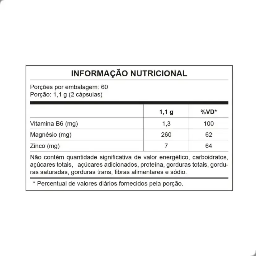 Zinco + Magnésio + Vitamina B6 ZMA Nutrata Pote 120 Cápsulas