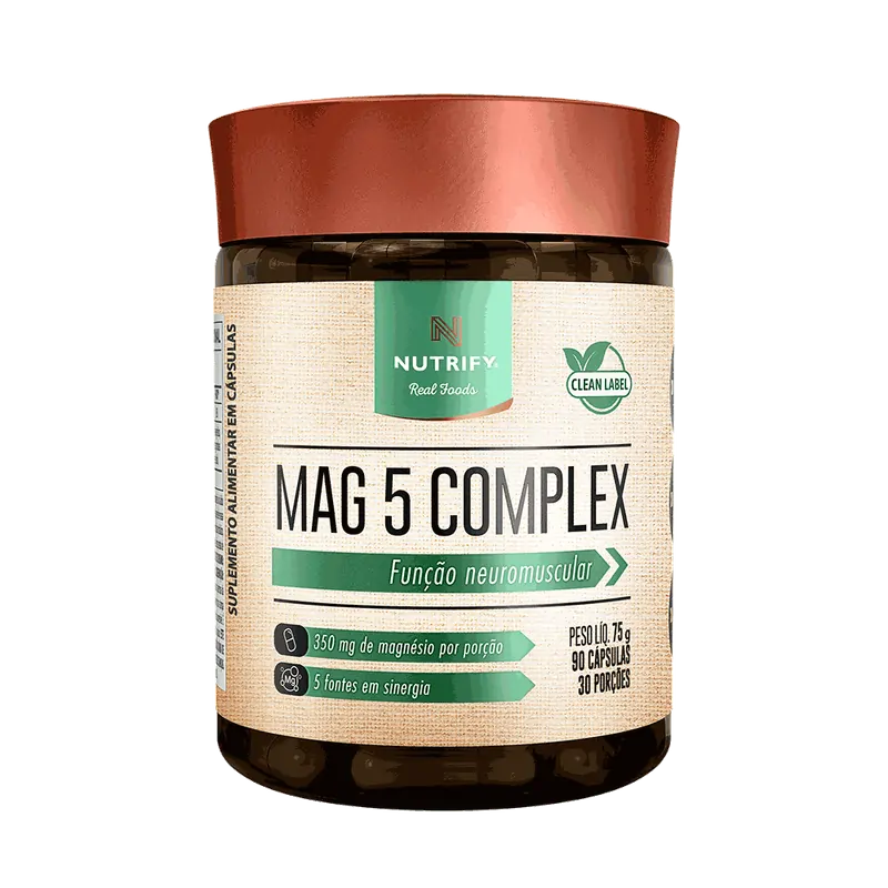 MAG 5 COMPLEX ( Blend 5 Fontes de Magnésio ) Pote 90 Cápsulas - Nutrify