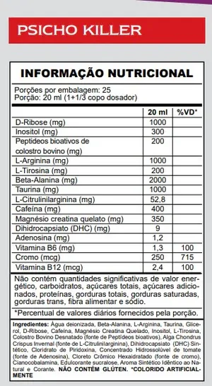 Pre Workout Psicho Killer 500ml - Demons Lab