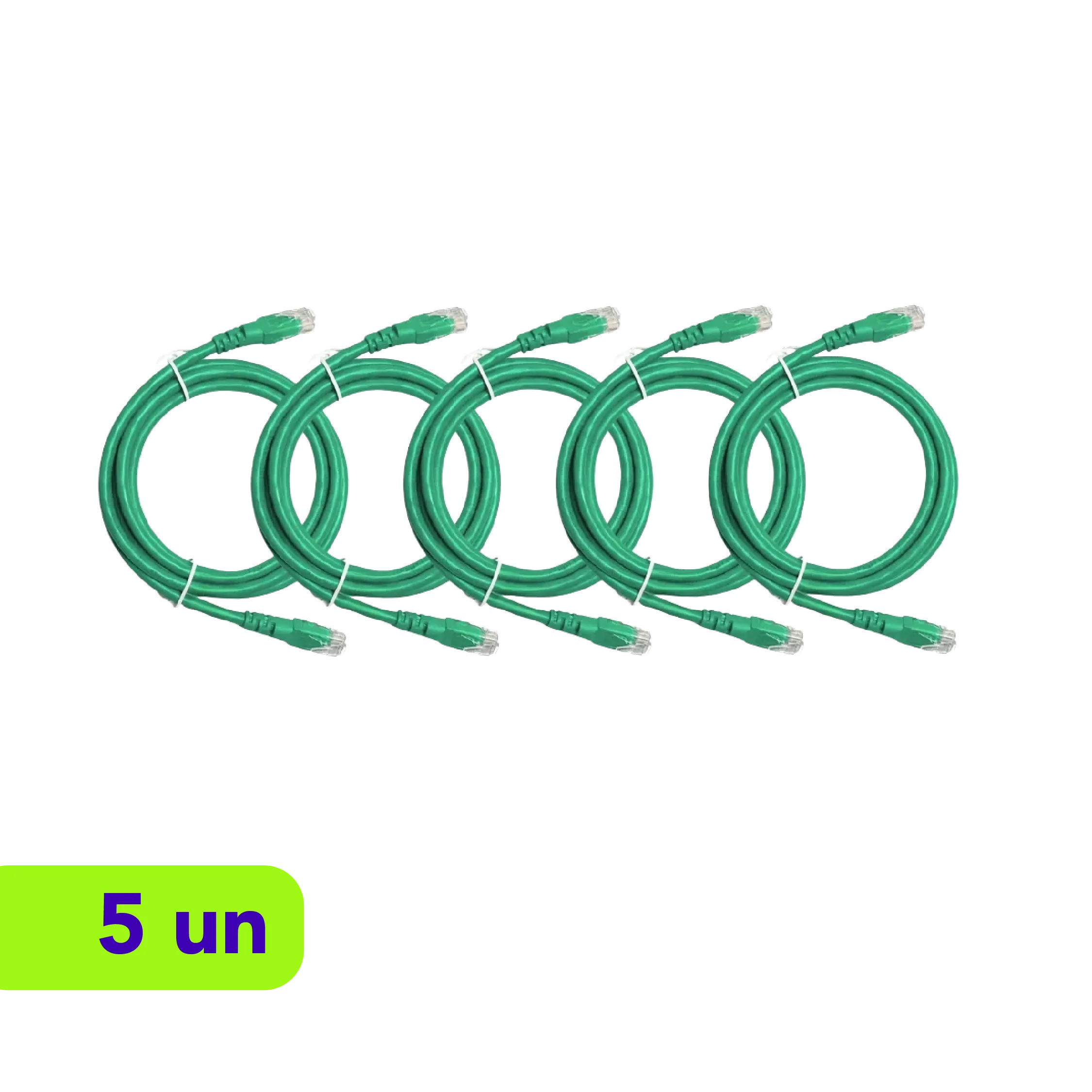 Patch Cord UTP - CM - Cat. 6 - 2,5m - Verde - Kit com 5 Unidades