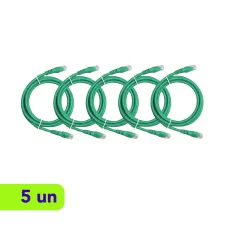 Patch Cord UTP - CM - Cat. 6 - 2,5m - Verde - Kit com 5 Unidades