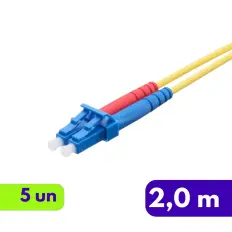 Cordão Óptico - FRN BLI Duplex LC-UPC/LC-UPC - R&M - 2m - Amarelo - Kit com 5 Unidades