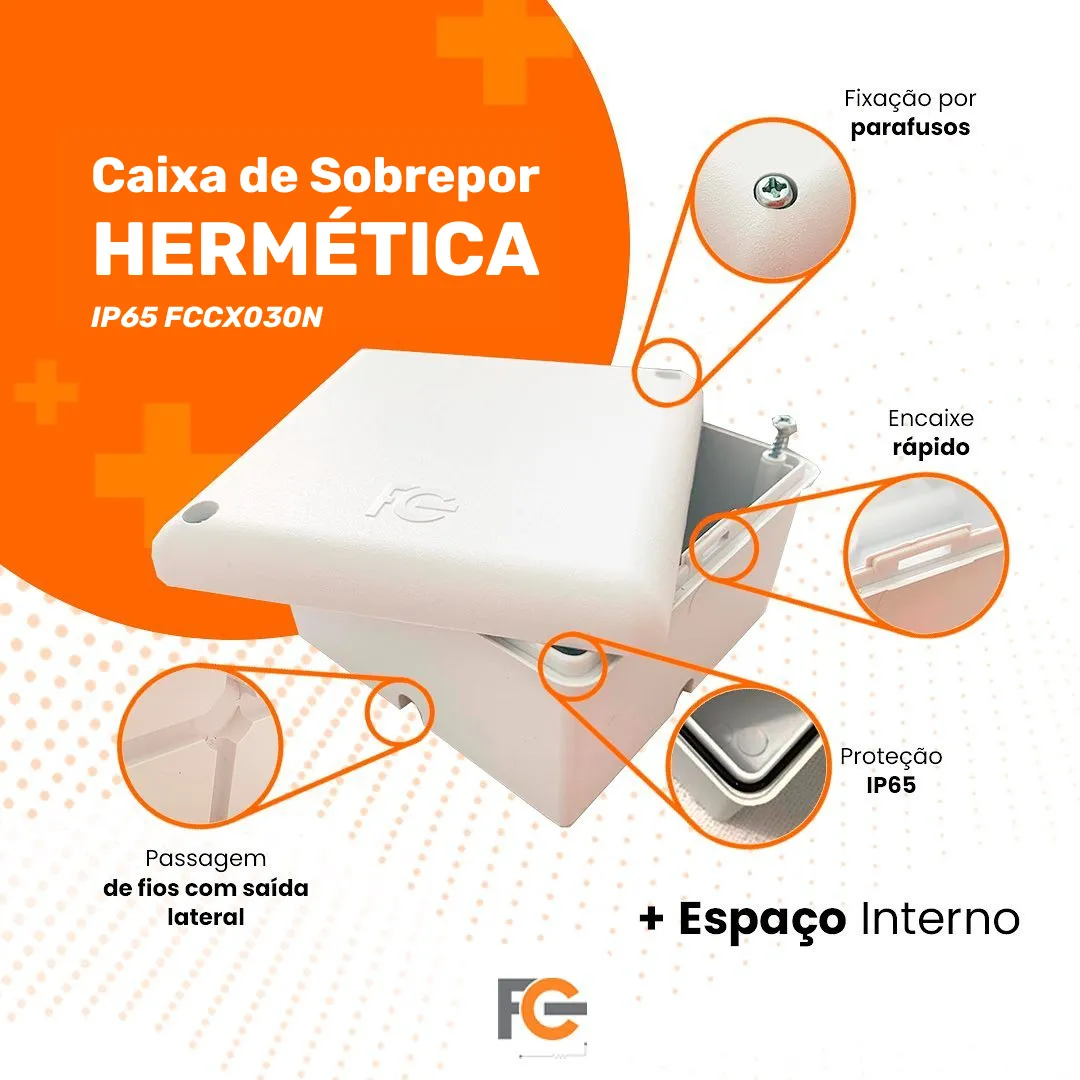 Caixa Plástica de Sobrepor p/CFTV- Hermética- IP65- FC