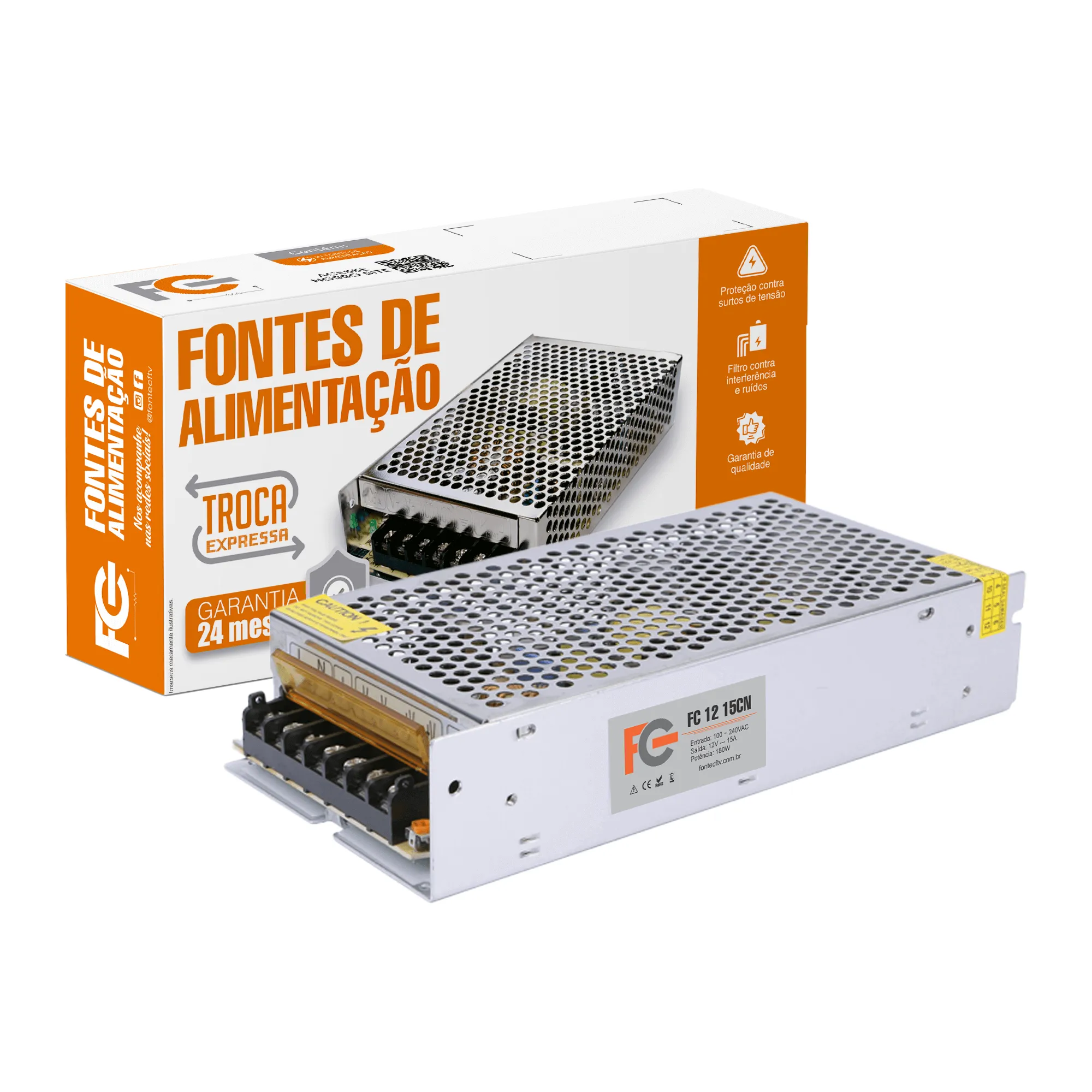 Fonte Chaveada Colmeia - 12V 15A 180W - FC
