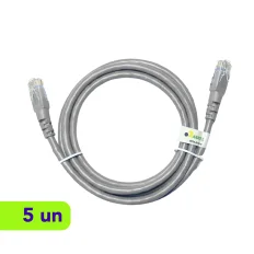 Patch Cord - Slim - UTP - CMX - Cat.6 - Fconn - 1,5m - Cinza - Kit com 5 Unidades