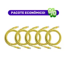 Patch Cord UTP - Cat. 6 - LSZH - 2,5 m - Amarelo - Kit com 5 Unidades