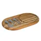 Kit queijo 4 peças, utensílios em inox, tábua madeira teca