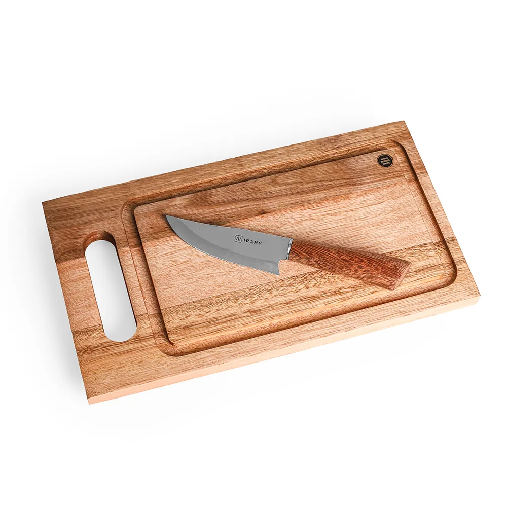 Kit churrasco em eucalipto tábua + faca