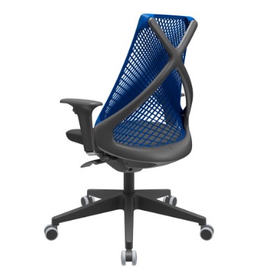 Bix Presidente Tela Azul / Rodízios PU 55mm / Bases/Estruturas Piramidal / Mecanismos Autocompensador / Apoios de braço Regulável