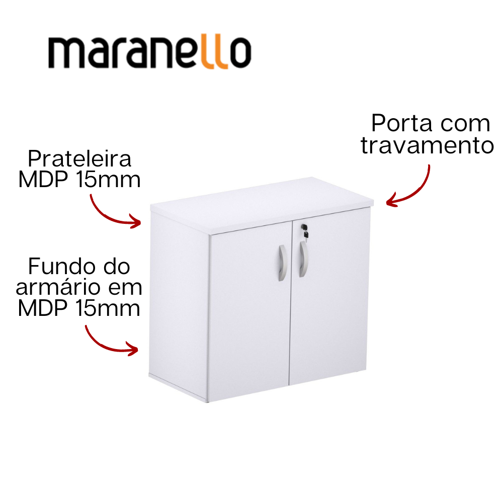 Armário Baixo - 2 Portas - MDP 25mm - Fundo 15mm - 805mm x 420mm x 735mm M25 MARANELLO