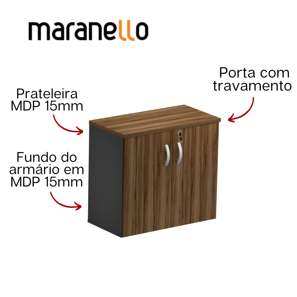 Armário Baixo - 2 Portas - MDP 25mm - Fundo 15mm - 805mm x 420mm x 735mm M25 MARANELLO
