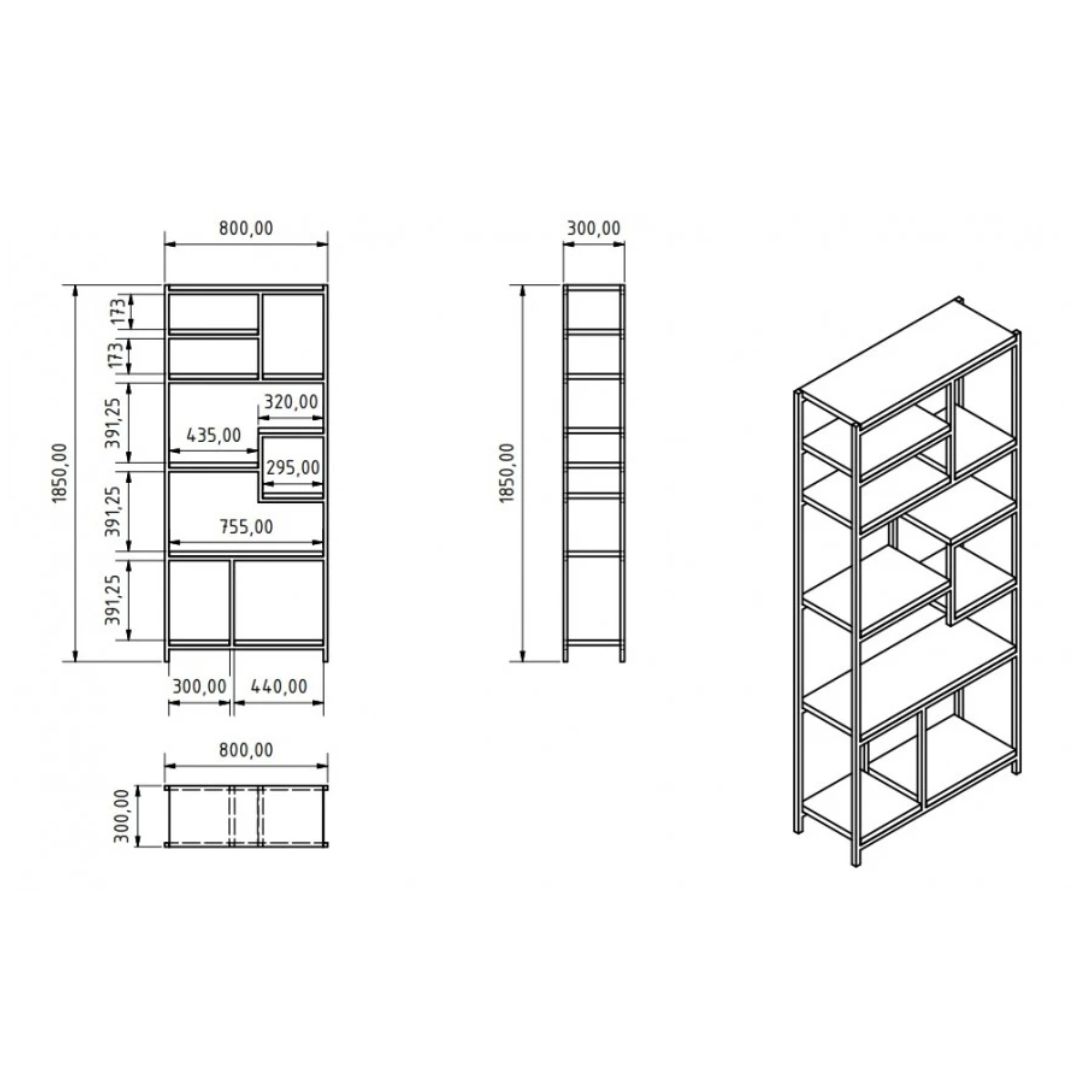ESTANTE MODULAR 800 X 300 X 1850mm