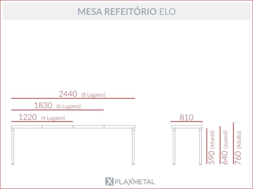 Mesa Refeitório Elo Infantil 8L