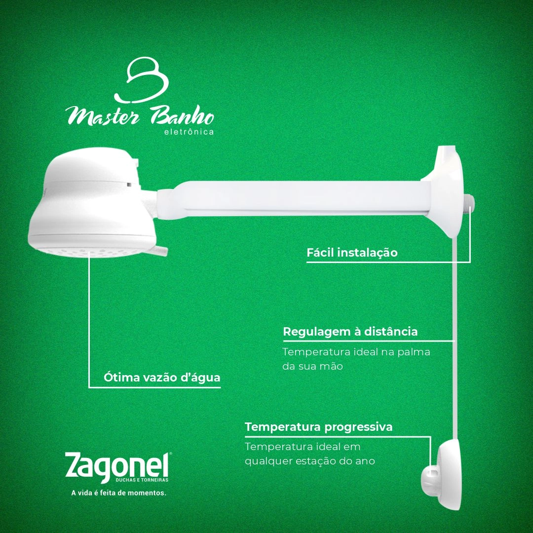 Ducha Eletrônica Master Banho 7500W 220V Branco Zagonel