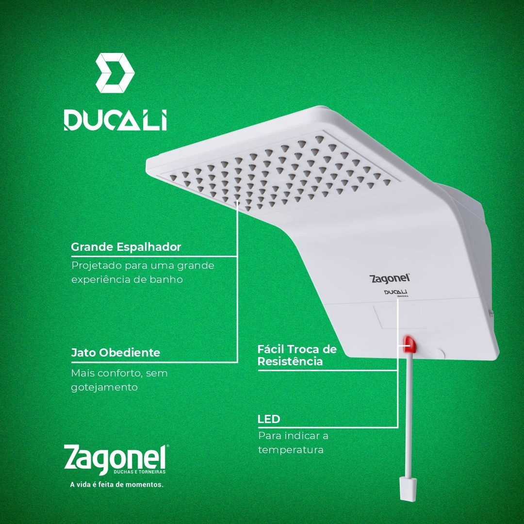 Ducha Eletrônica Ducali 7500W 220V Branco Zagonel