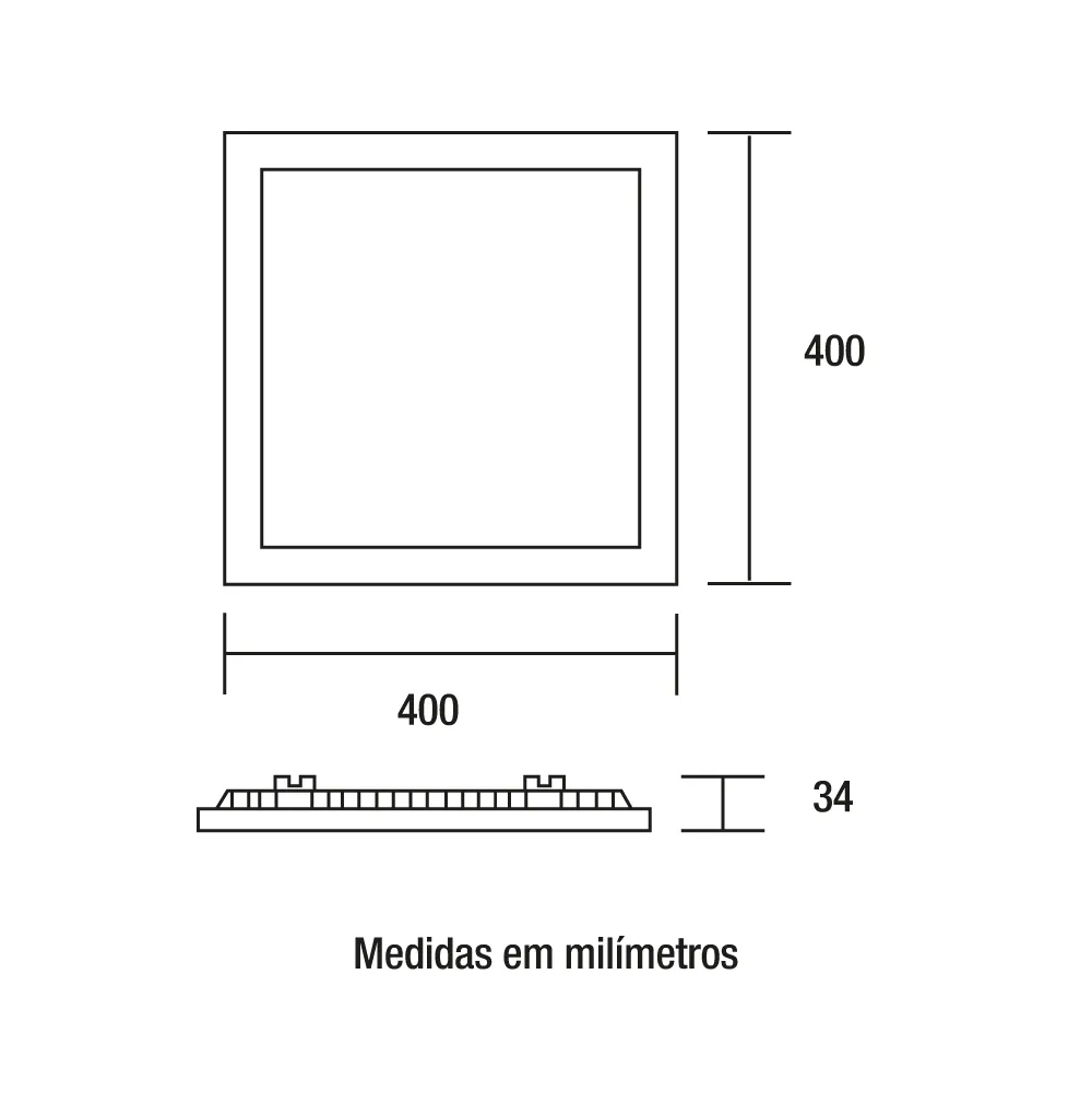 Painel de LED Embutir Quadrado 32W 3000K Blumenau