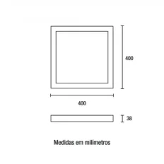 Painel de Led Embutir Quadrado 09W 3000K Kian 