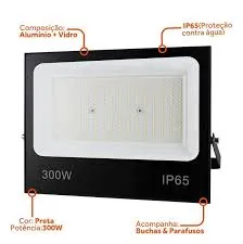 Refletor LED 300W 6500K Preto Bivolt Kian