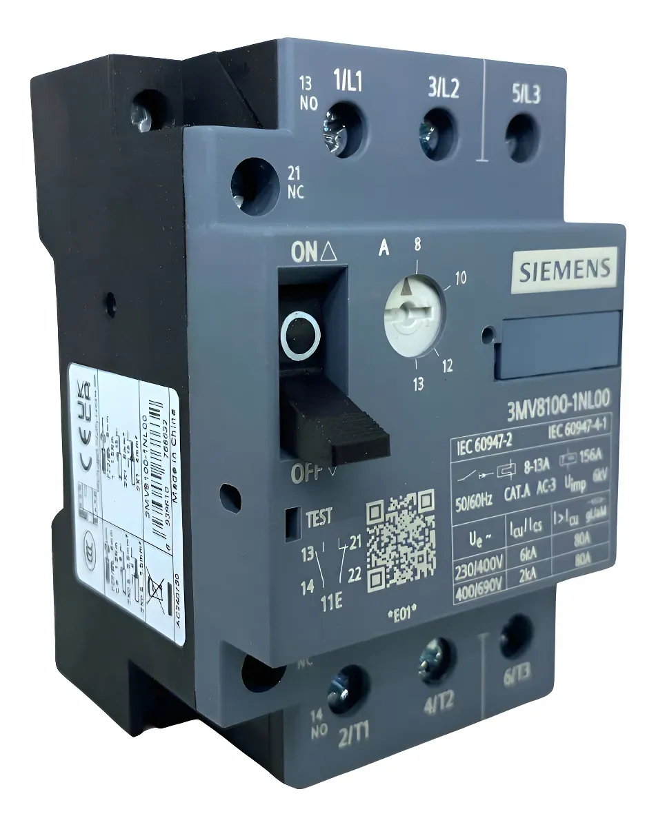 Disjuntor Motor Tripolar 8-13A 1N+1NF 3MV81001NL00 Siemens