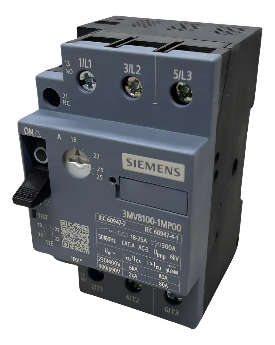 Disjuntor Motor Tripolar 18-25A 1NA+1NF 3MV81001MP00 Siemens 