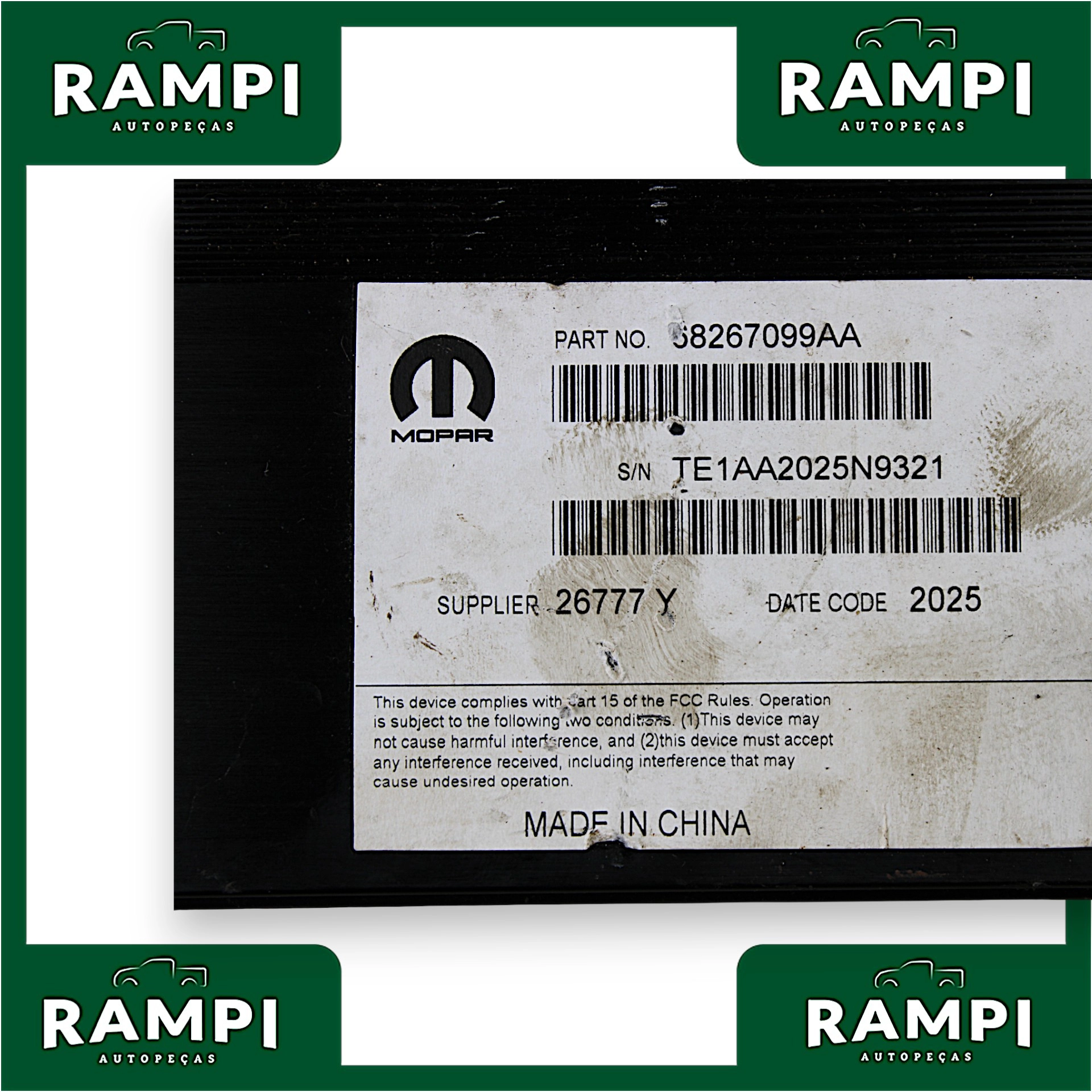 Amplificador Rádio Mopar Dodge RAM 2015 68267099AA