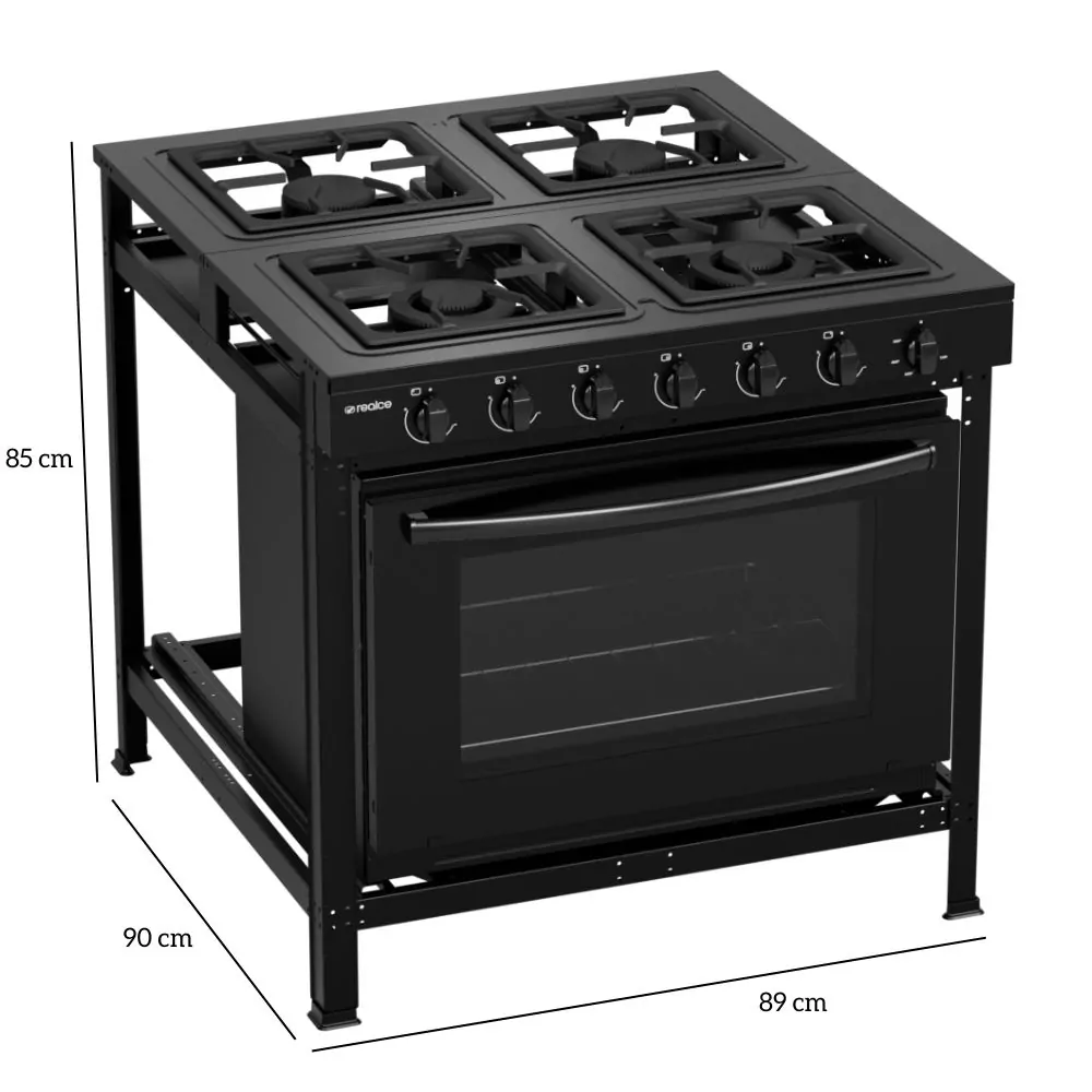 Fogão Industrial 4 Bocas com Forno 94 Litros Atena | Realce