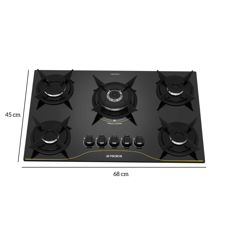 Cooktop 5 Bocas Tripla Chama | Realce