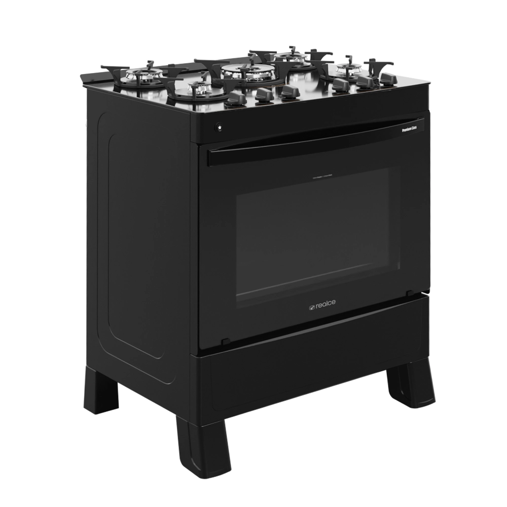 Fogão Premium Glass 5 Bocas Preto